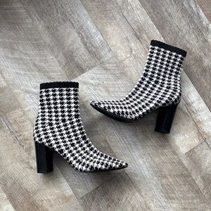 y2k black and white ankle booties